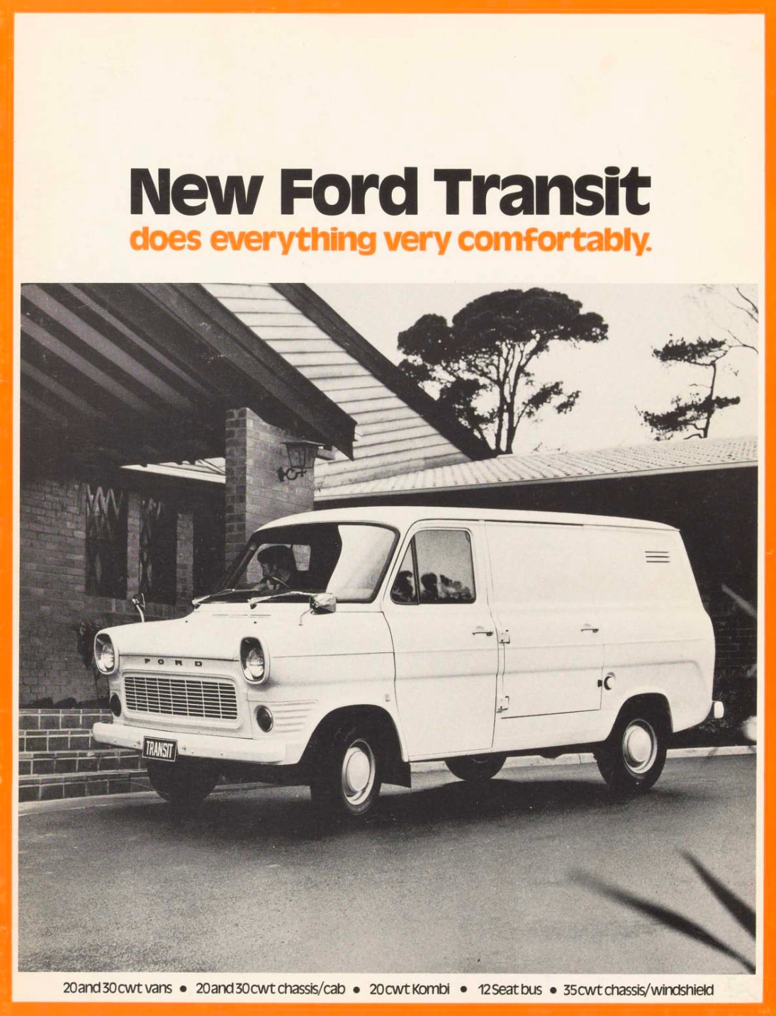 Ford Transit brochure from 1969 highlights the versatility and comfort of the vehicle